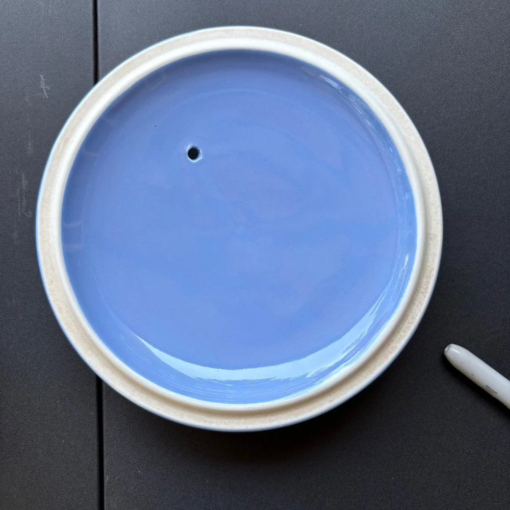Hall China Rose Parade Blue Casserole Dish with Lid 1259 Vintage MCM Made in USA
